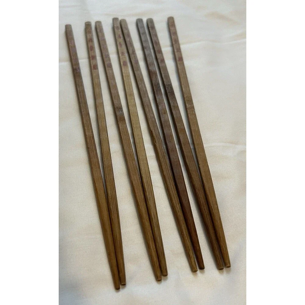 Chinese Blessing Bamboo Chopsticks Set of 8 Good Fortune